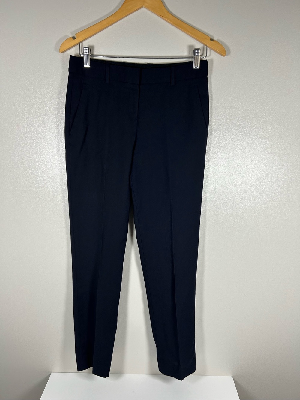 Theory Navy Blue 100% Wool Light Slim Straight Leg Trousers Pants - Picture 2 of 12